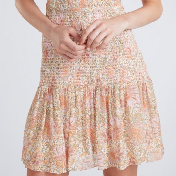 SHOSHANNA Aubrey metallic smocked puff sleeve mini dress size 4 - Picture 4 of 9